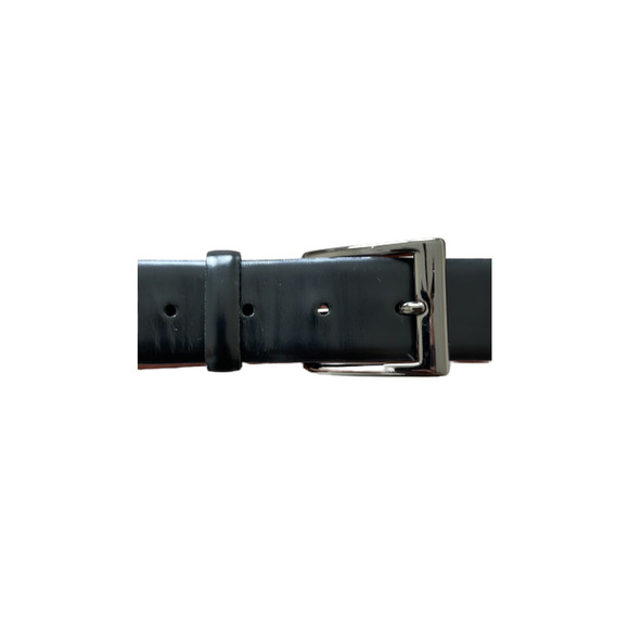 SAKS FIFTH AVENUE ANILINE KIPSKIN SHOULDERS 54400‎ BLACK LEATHER BELT SIZE 38 - Picture 4 of 7